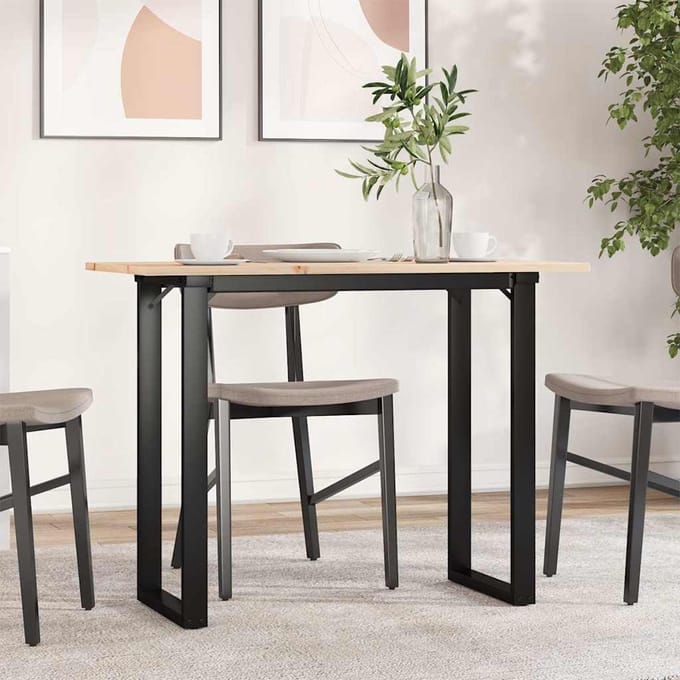 vidaXL - Eettafel - O-frame - 100x50x75 - cm - massief - grenenhout - en - staal