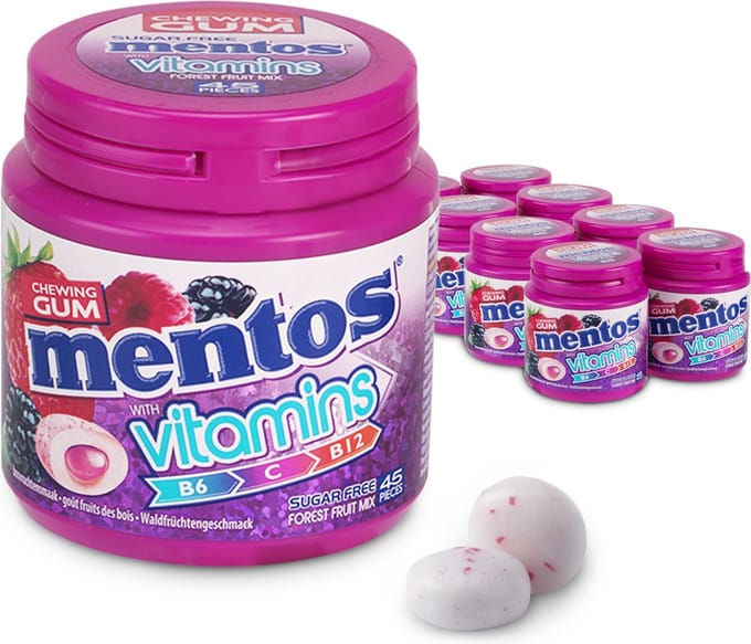 Mentos Gum Vitamins Forest Fruit - Kauwgom - Suikervrij - 8x45stuks