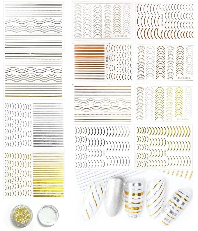 Allecto - 3D Nail Art Stickers - Zelfklevend - Goud en Zilver