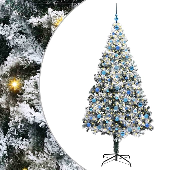 vidaXL - Kunstkerstboom - Wit - 210 - cm - PVC - en - Staal - en - Kunststof