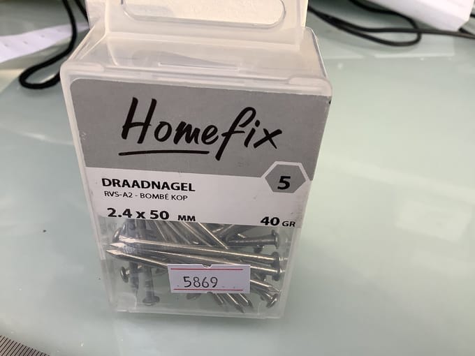 Homefix draadnagel rvs-a2 bombekop 2.4x50 (40