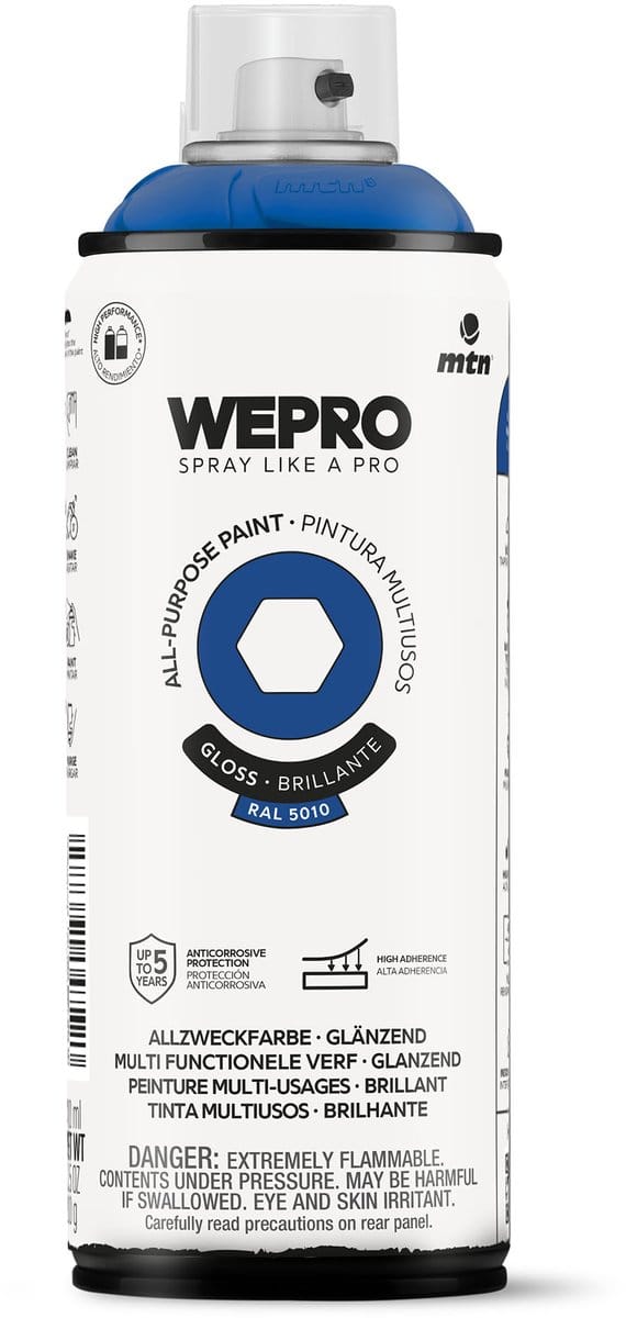 Spuitbus Ral 5010 Blauw Glans MTN WEPRO ALL-PURPOSE PAINT 400ML