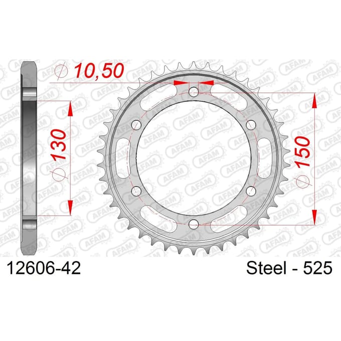 Stalen tandwiel Afam 525 42 dents