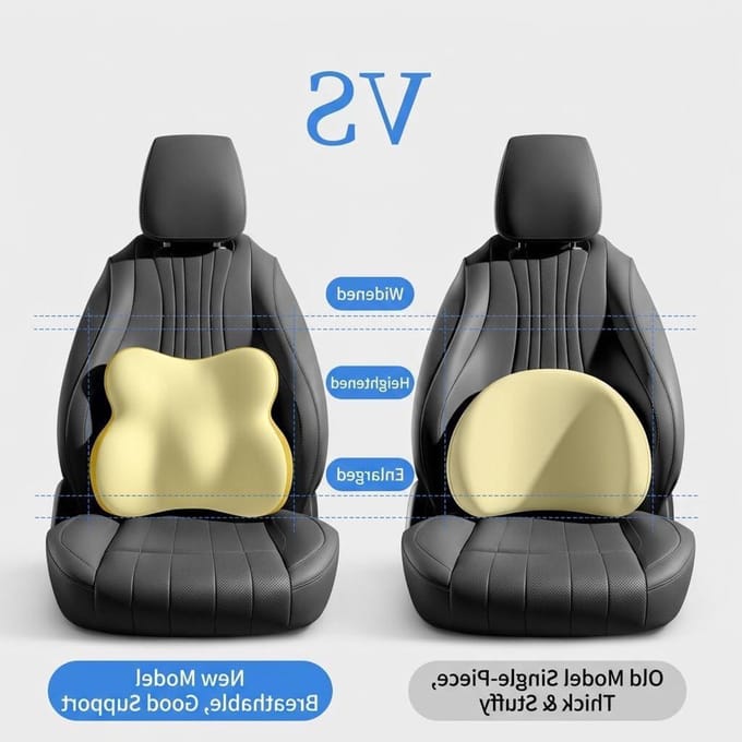 Lendensteun Kussen - Hoofdsteun Taille - Comfortabel Rijden - Ergonomisch Ontwerp - Universeel - Zwart