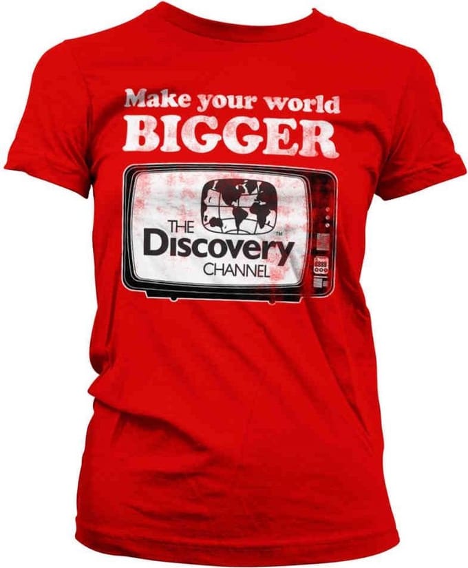 Discovery Channel Dames Tshirt -S- Make Your World Bigger Rood