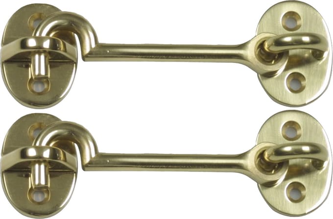 AMIG windhaak / windhaken - 2x - messing - goudkleur - L7.5 cm - D5 mm - met schroefoog