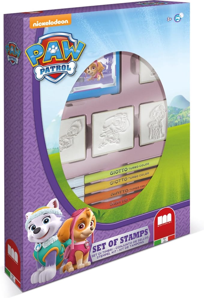 Multiprint Paw Patrol - box - 4 stempels + 7 viltstiften