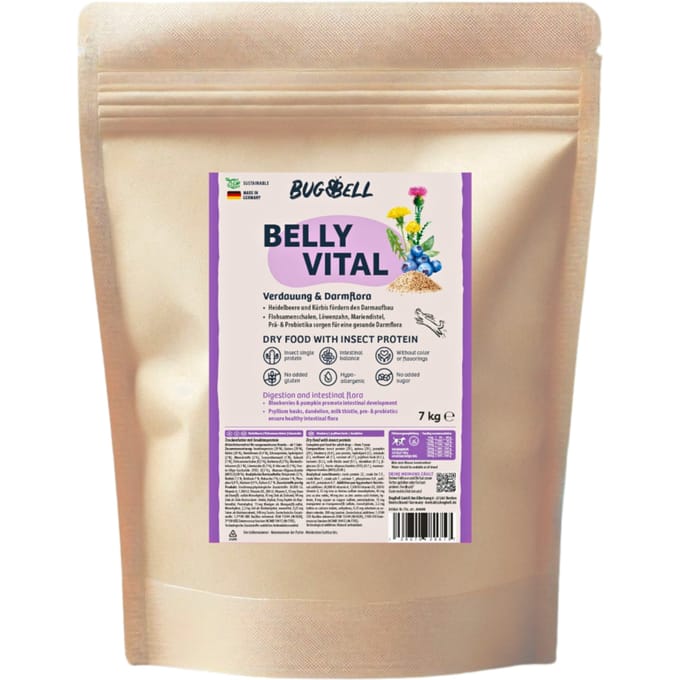 Voordeelpakket: 4x7kg BugBell droogvoer Belly Vital spijsvertering & darmflora voor honden