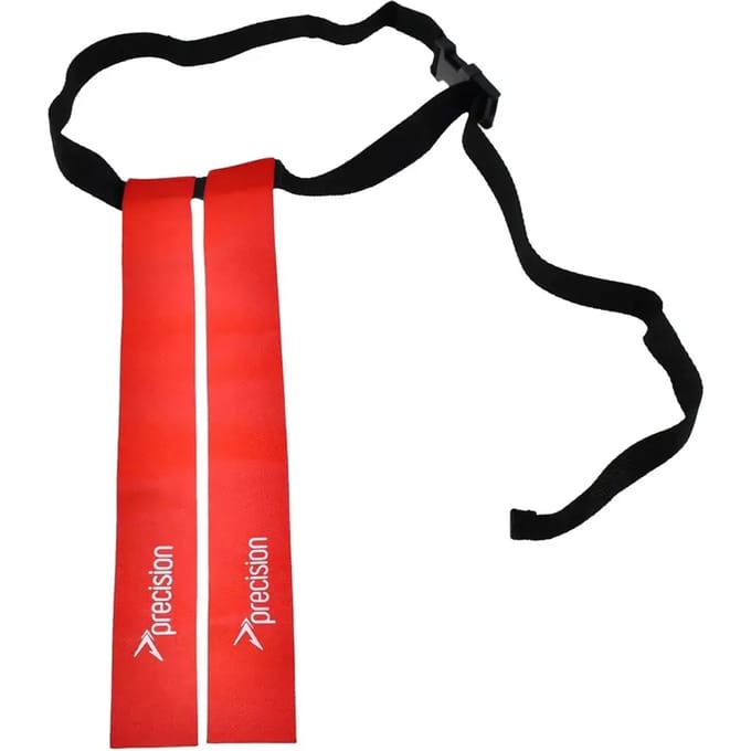 Precision rugby tag ceintuur rood verstelbaar trainingsaccessoire.