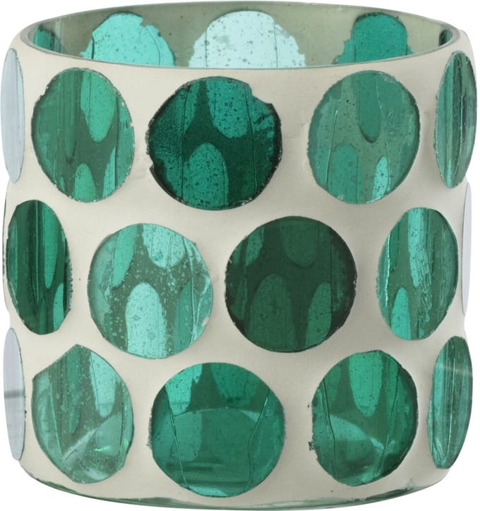 J-Line kaarshouder - glas - wit/turkoois - small - 2 stuks