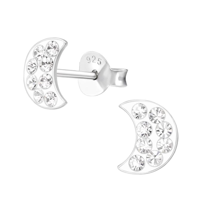 Princess Oorbellen Moon - 925 Zilver E-Coating - Maan - 7x5mm