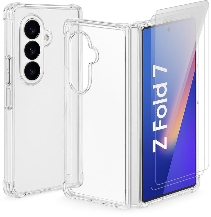 Hoesje geschikt voor Samsung Galaxy Z Fold 7 - 2x Screenprotector Glas - Shockproof Transparant
