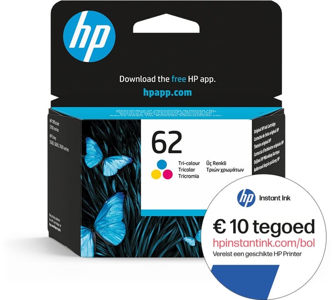 HP 62 - Inktcartridge - Origineel - Standaard capaciteit - Kleur + Instant Ink tegoed