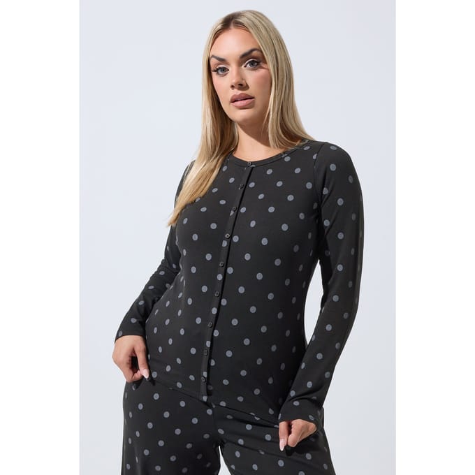 Limited Collection Zwarte Top Met Knoopjes En Stippen Size 40