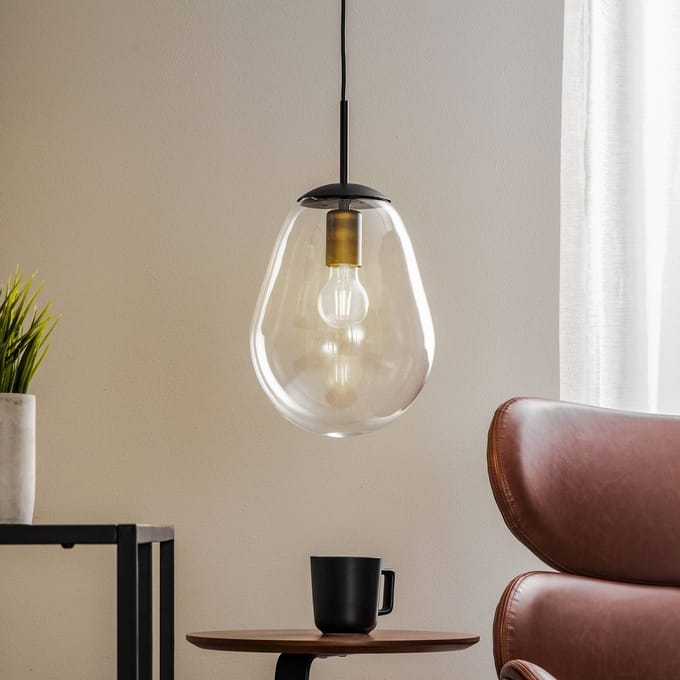 Nowodvorski Lighting Hanglamp Pear S met glazen kap, zwart