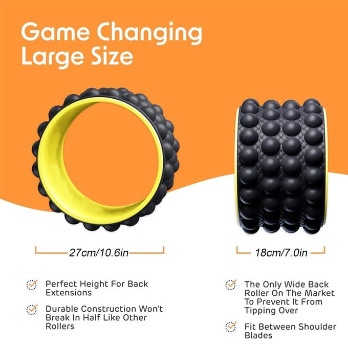 Back Roller Rugstrekker, Back Cracker Premium Yoga Wiel Foam Roller voor de behandeling van rugpijn Diepe weefselmassage-oefening