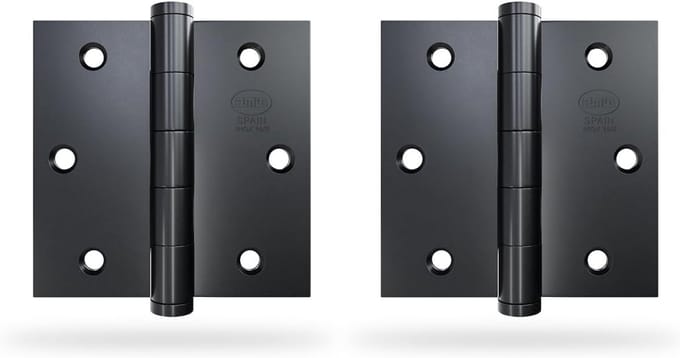 Set van 2 Vaste Scharnieren 76x76mm RVS Zwart met Platte Eindkap