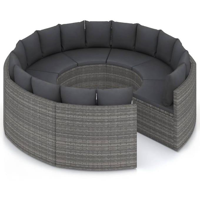 vidaXL - 8-delige - Loungeset - met - kussens - poly - rattan - grijs