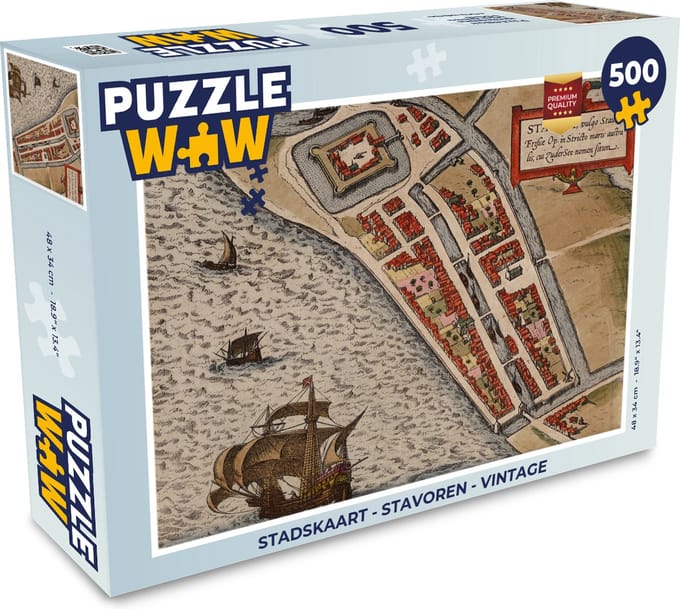 Puzzel Stadskaart - Stavoren - Vintage - Legpuzzel - Puzzel 500 stukjes - Plattegrond