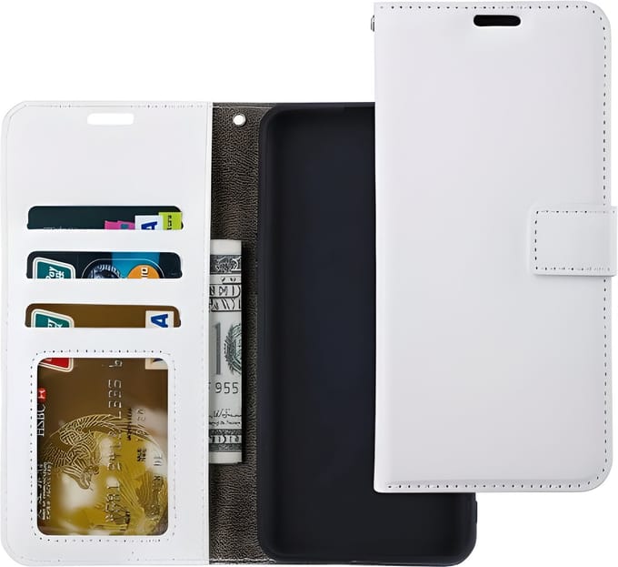 Bookcase Geschikt voor: iPhone 17E / 16E - Wit - portemonnee hoesje - Book Cover