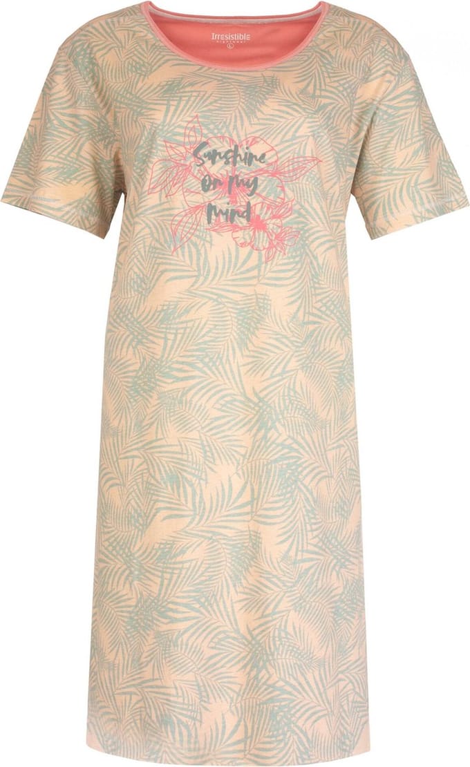 Irresistible Dames Nachthemd - Blader print - Roze - Maat S