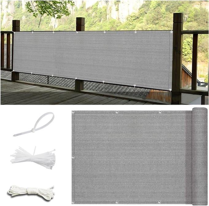 Balkon Privacy - Scherm Omheining - Meer Privacy - UV- en Windbescherming - 65x950cm - Grijs