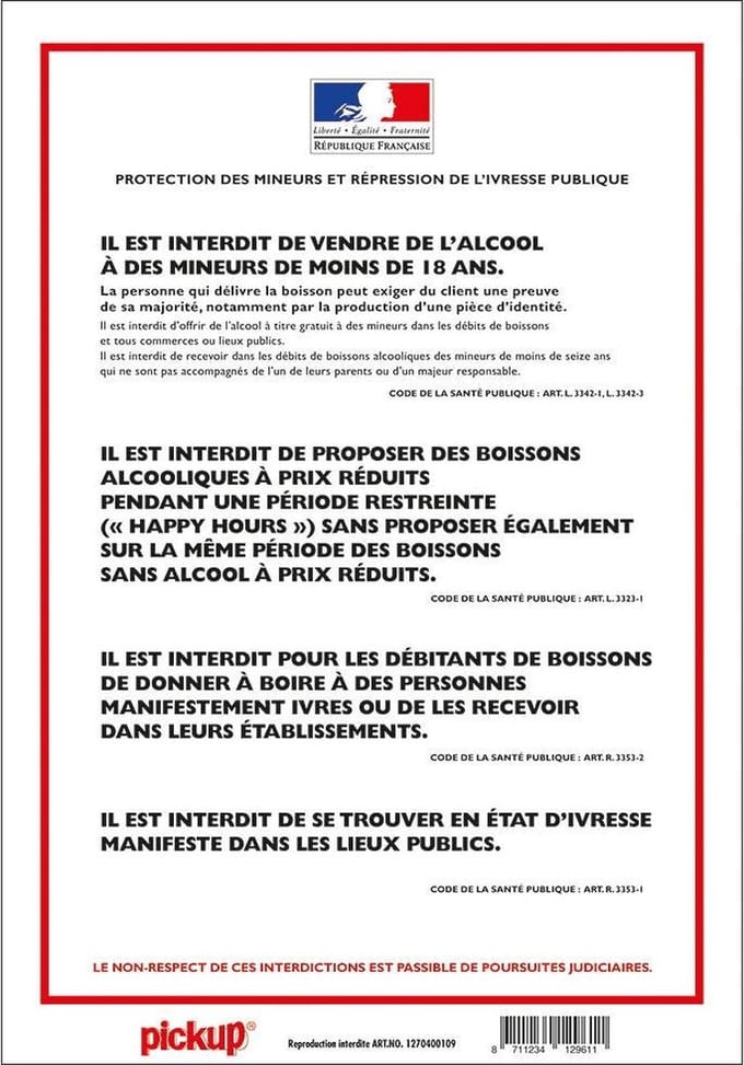 Pickup affichage Protection des mineurs annexe 1 - 33x23 cm