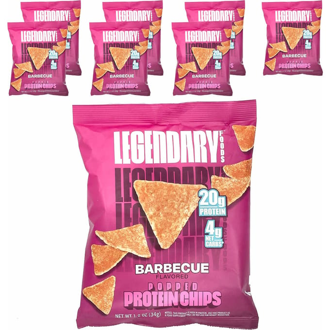 Legendary Foods, Gepofte Eiwitchips, Barbecue, 7 Zakjes, 1,2 oz (34 gr) Elk