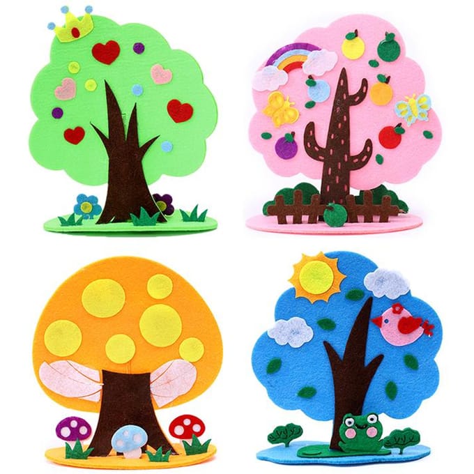 Children diy three-dimensional four seasons tree kindergarten non-woven flower and tree protection material package