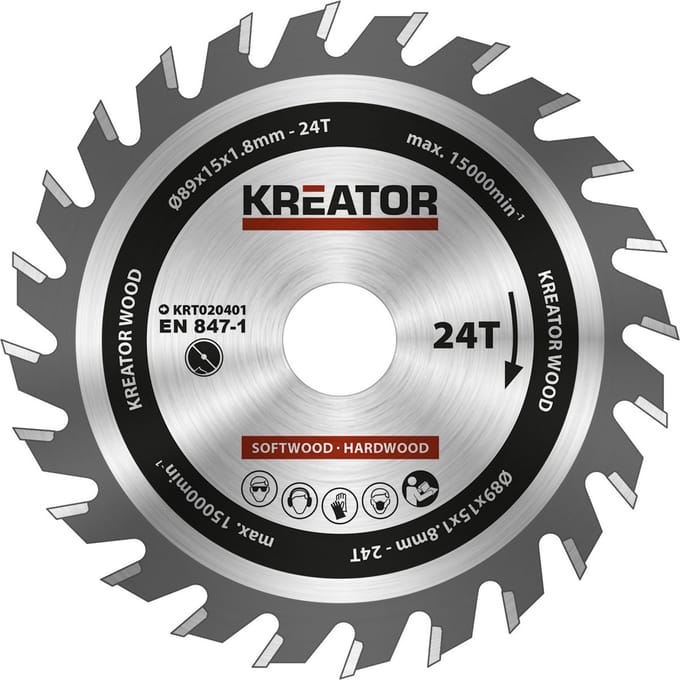 Kreator - Accessories - KRT020401 - Cirkelzaagblad - Ø 89x15x1,8mm 24T