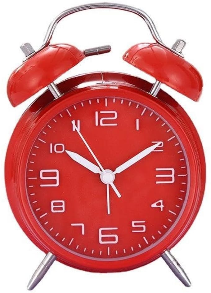 Dailygoods - Retro Wekker Rood - Klassiek Twin Bell Design met Extra Luide Bel