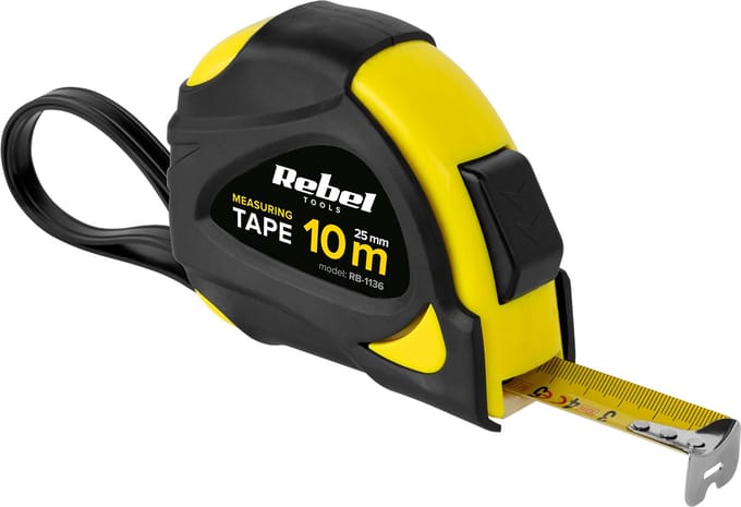Rebel Tools - Stalen Rolmaat - 10m - 25mm - Zwenkarm