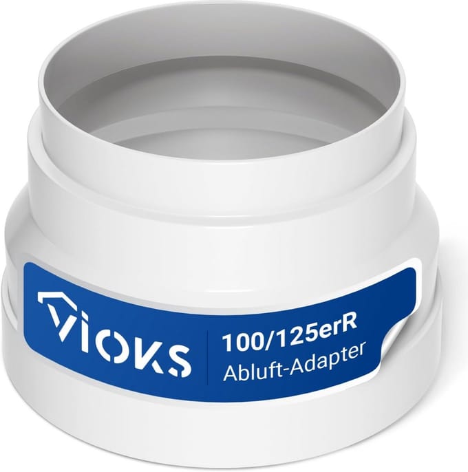 Afvoerslangadapter 125 mm - 100 mm voor afzuigkap en afvoerslang