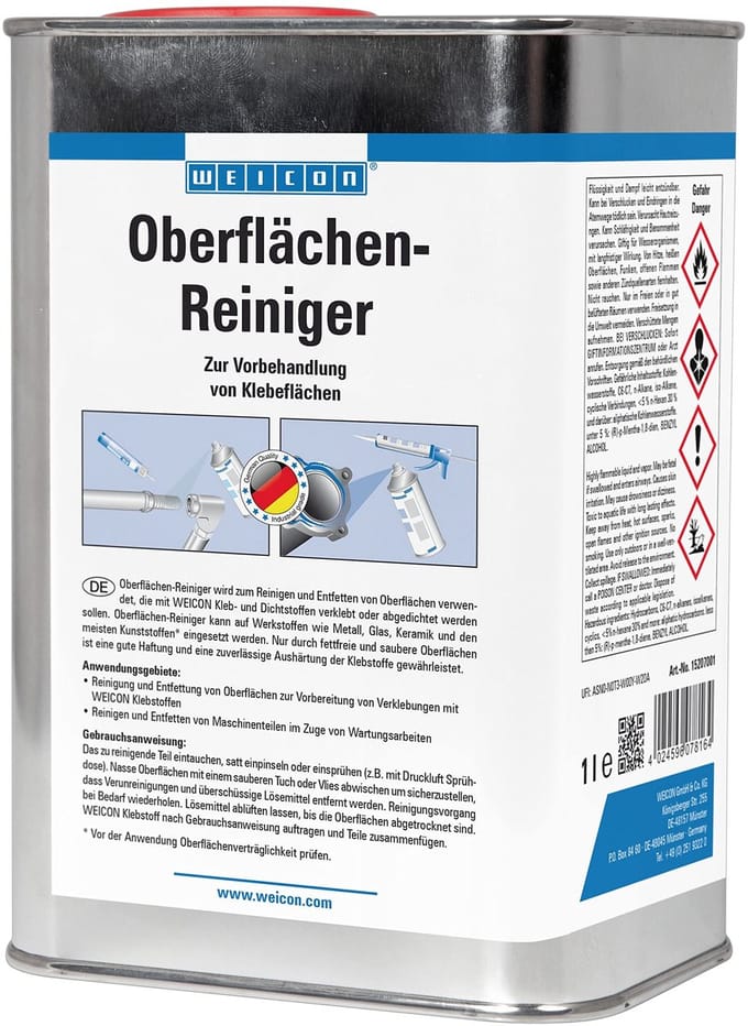 WEICON Oppervlaktereiniger – 1 L transparant reiniger ontvetter