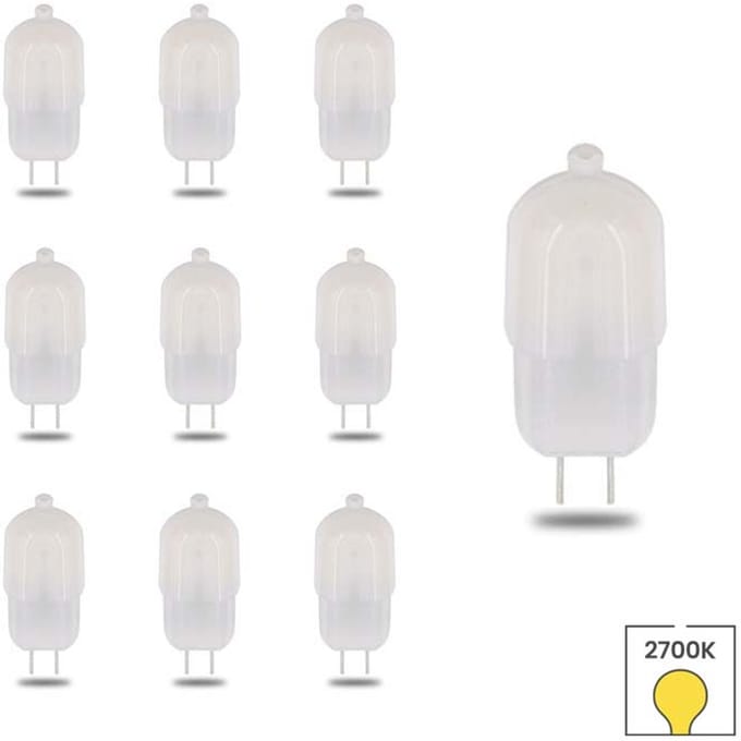 Lybardo - G4 LED Lamp / GU4 LED - 10-pack - 12 volt - 1.6W - 2700K Warmwit Licht - 120 lumen - Vervangt 10W