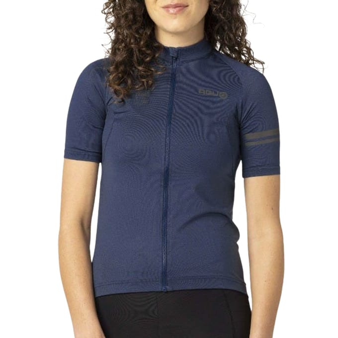 agu Core Fietsshirt Dames Korte Mouwen - Deep Blue - Drie achterzakken - YKK-rits over de hele lengte - Sneldrogend interlock