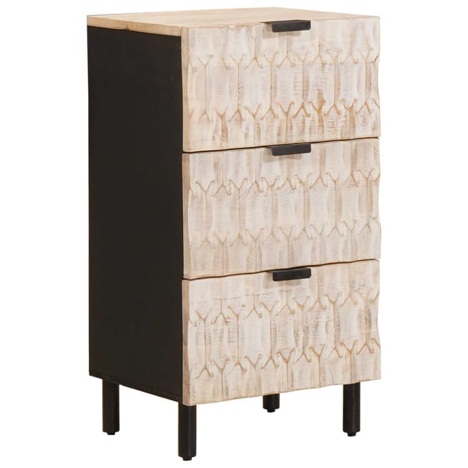 vidaXL - Dressoir - Witte - Was - Afwerking - 40 - x - 33 - x - 75 - cm - Massief - Mango - Hout
