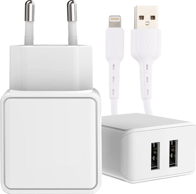 Oplader geschikt voor iPhone / iPad - Lightning - 1 Meter - Usb Stekker - Oplader - Wit