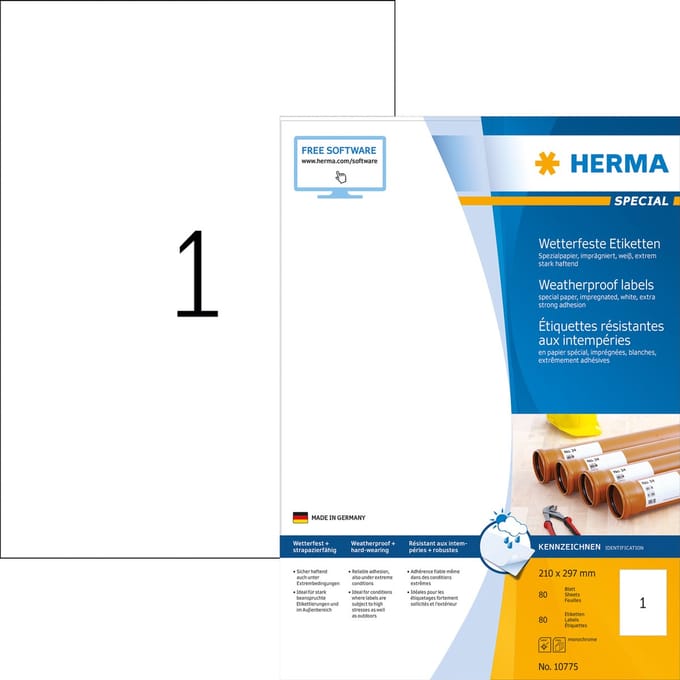 HERMA 10775 printeretiket Wit Zelfklevend printerlabel