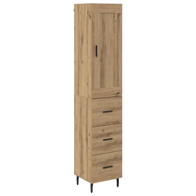 vidaXL Highboard Artisan Eiken 34,5 x 34 x 180 cm Bewerkt hout