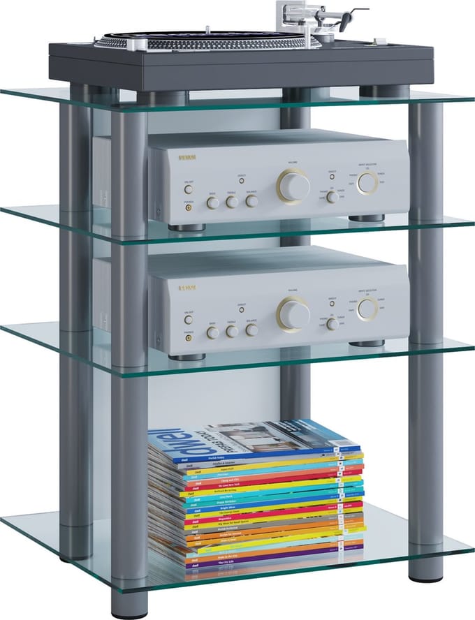 Hifi meubelrek kast phono plank aluminium glas phono media plank Bilus