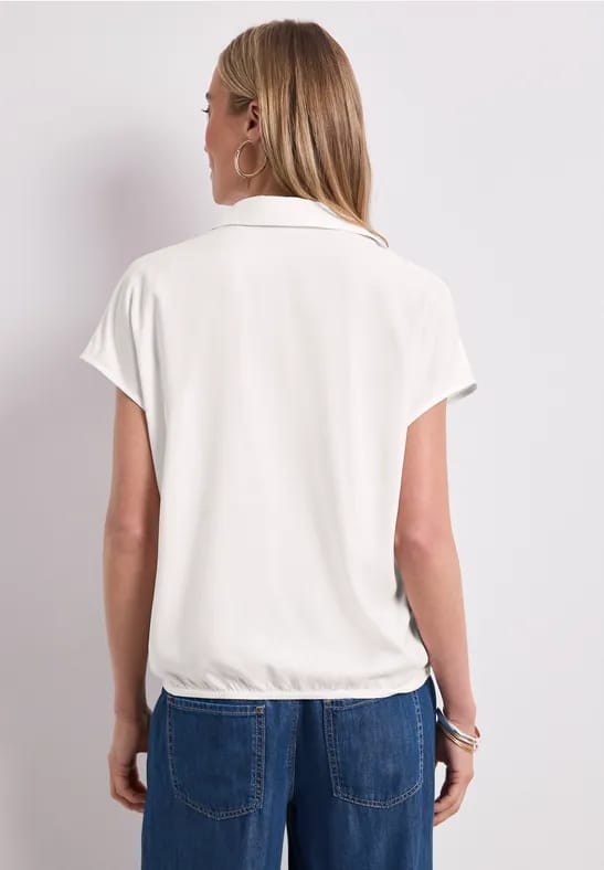 Blouseshirt met overhemdkraag en elastische zoom