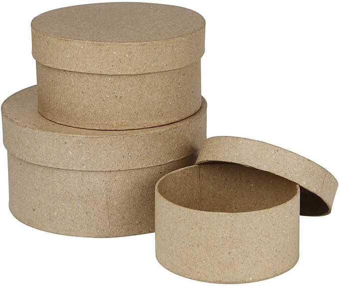 Ronde Dozen, H: 5+6,5+7,5 cm, d 10+13+16 cm, 3 stuk/ 1 set