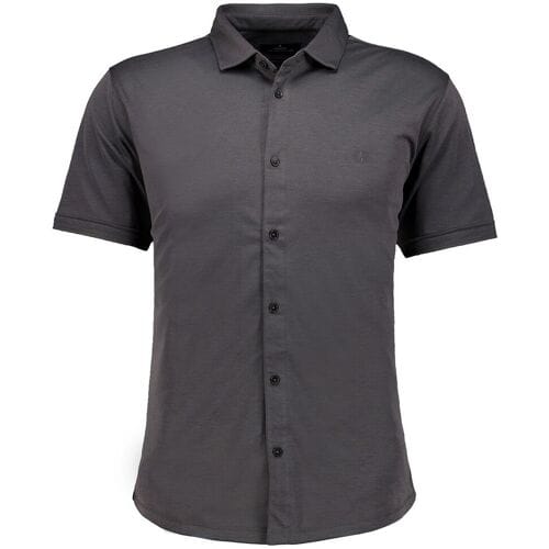 Ragman Overhemd Soft Knit Easy Care Short Sleeve Solid Color Antraciet / male