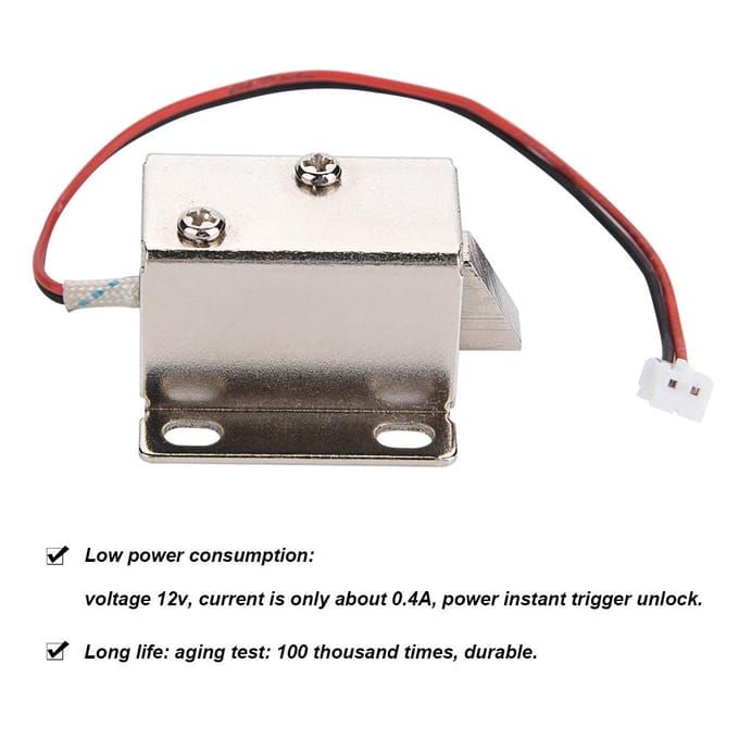 Serrure électrique électromagnétique à solénoïde pour contrôle d'accès pour porte, armoire, tiroir blanc