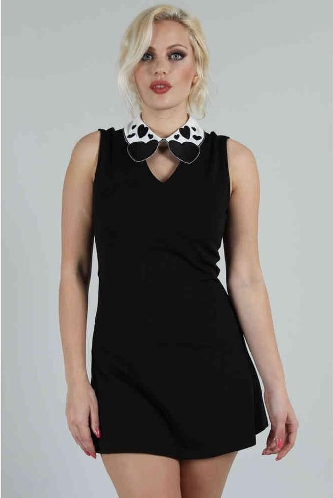 Voodoo Vixen - Madison Heart-Collar Korte jurk - M - Zwart