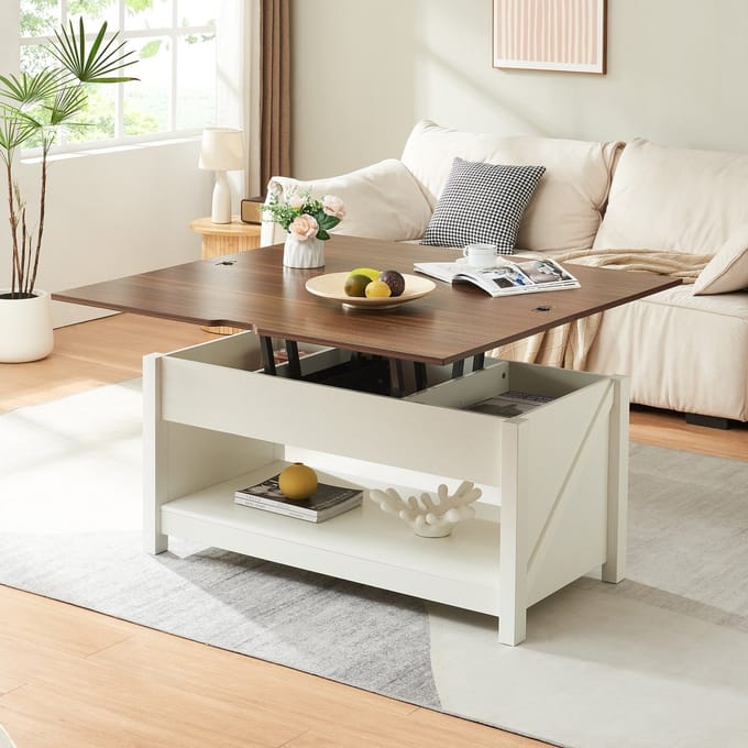 Salontafel Kasama 110x55x54 cm walnootkleurig en wit [en.casa]