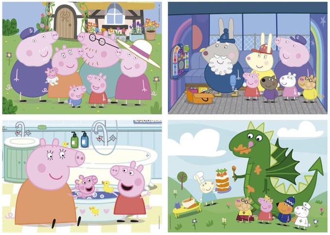 Educa Peppa Pig puzzelset - 4 legpuzzels voor kinderen - 20 tot 80 stukjes.