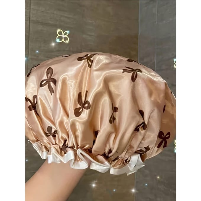 Bonnet de douche épaissi double couche Nouveau bonnet de douche de bain étanche Soin des cheveux de bain Casque de douche or