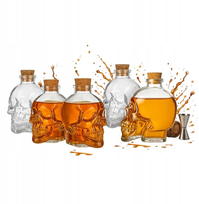 5x Glazen Karaf Schedel 100ml - Unieke Drankfles & Decoratie